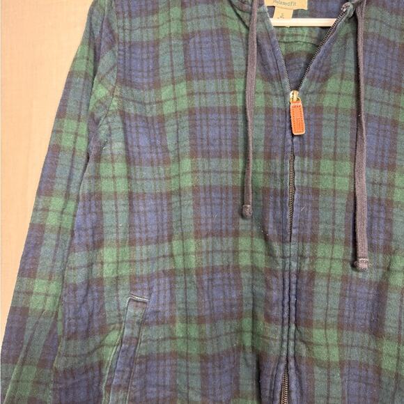 L L Bean Womens Scotch Plaid Full Zip Flannel Hoodie Shirt Shacket Chore Cabin - Picture 4 of 11